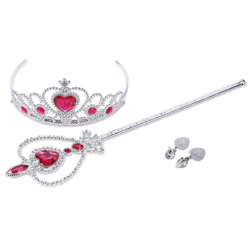 Orgrimmar Princess Dress Up accessories For Belle Gloves Princess Tiara Crown Wand Necklaces For Kids (Rose Red) - Image 5